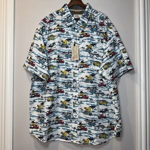Free‎ Planet Hawaiian Autos Cars Button Shirt Mens 4X  Short Sleeve MSRP $60 NWT